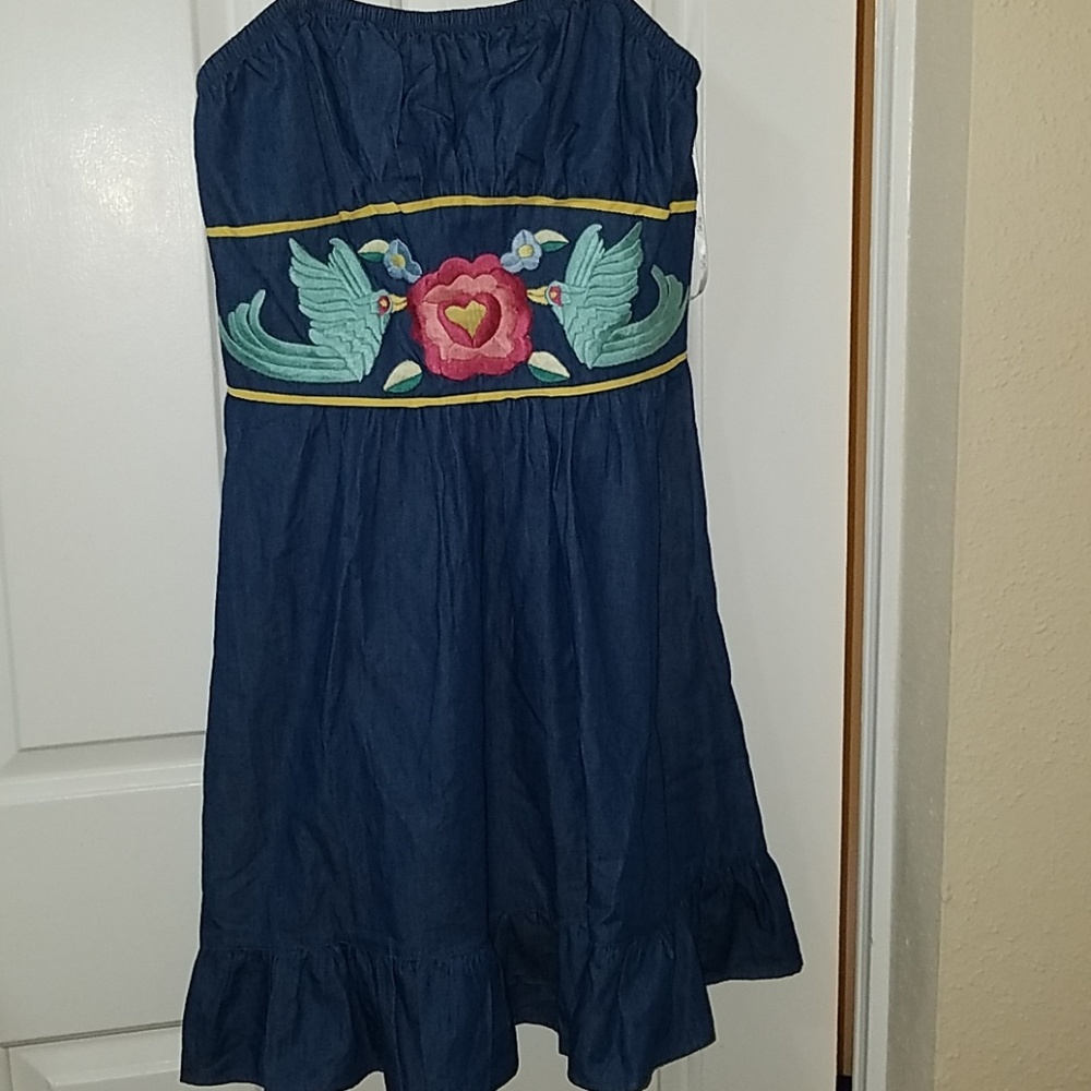 Va va voom joy han bird flower blue ruffle dress